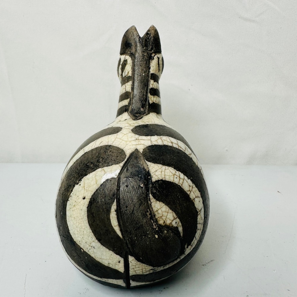 Studio Pottery Zebra Figurine Crackle Glaze Hand Painted Signed Art Piece - Picture 3 of 7